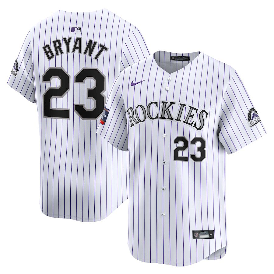 Men Colorado Rockies #23 Kris Bryant Nike White 2024 MLB World Tour Mexico City Series Home Limited Player Jersey->->